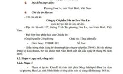 Tham vấn đánh giá tác động môi trường của Dự án Khu đô thị sinh thái Hoa Lư